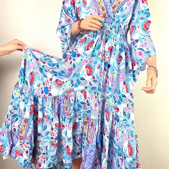 Bohemian Long Asymmetrical Ruffle Dress