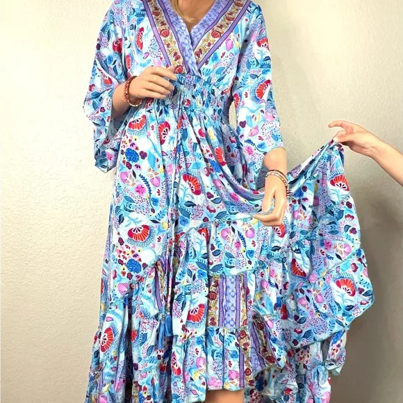 Bohemian Long Asymmetrical Ruffle Dress
