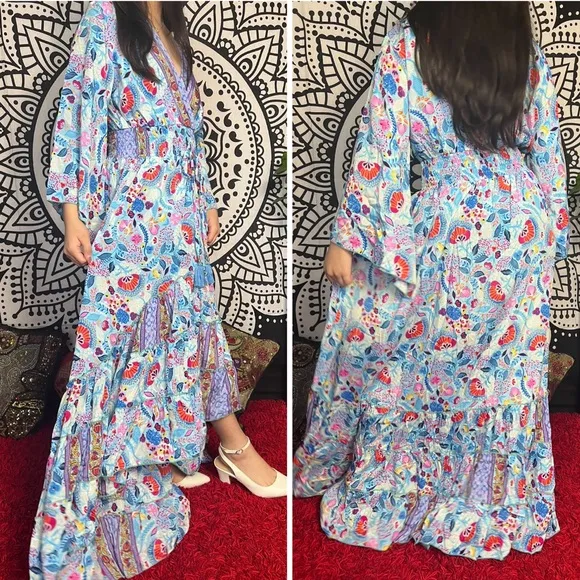 Bohemian Long Asymmetrical Ruffle Dress