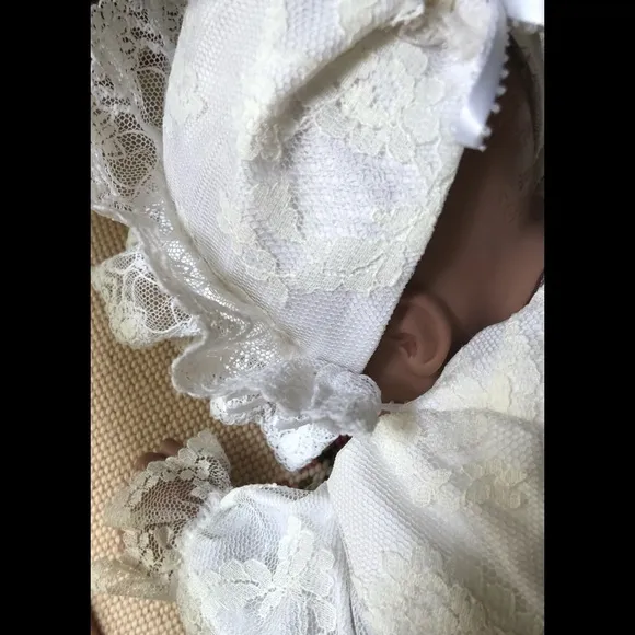 boots Tyner Sugar Britches bisque Life size/weight baby doll christening dress