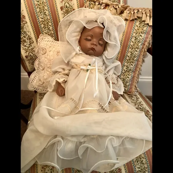 boots Tyner Sugar Britches bisque Life size/weight baby doll christening dress