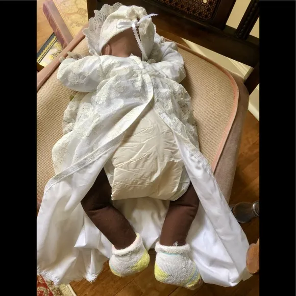boots Tyner Sugar Britches bisque Life size/weight baby doll christening dress