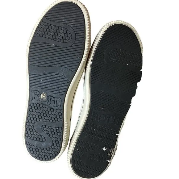Born Paloma Leather Sneaker Zipper Tie Slip-On Women's Navy Blue Size 7.5 266G