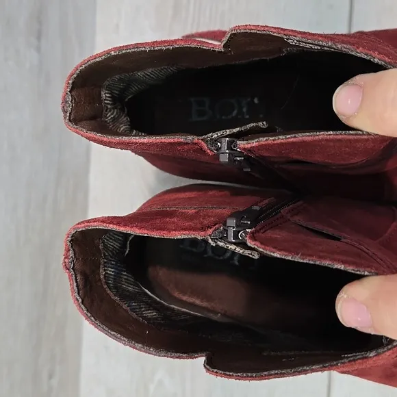 Born Women's  Red Suede Ankle Boots Shoes 8M