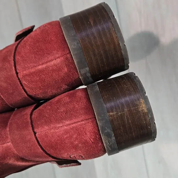 Born Women's  Red Suede Ankle Boots Shoes 8M