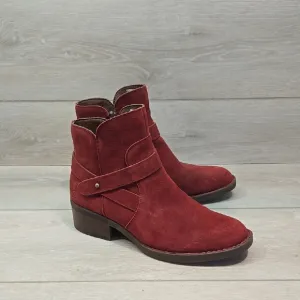 Born Women's  Red Suede Ankle Boots Shoes 8M