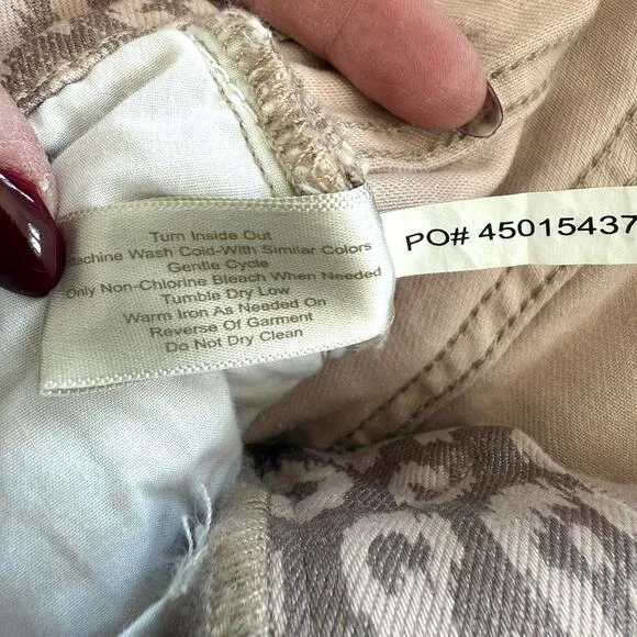Boston Proper Printed Slim Straight Pants Taupe Beige Size 8 Cotton Blend