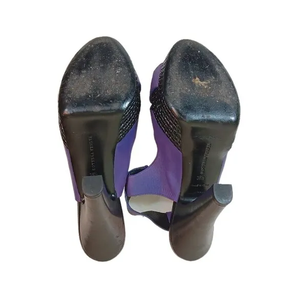 Bottega Veneta Platform Sandals Womens 8.5 Purple Leather Printed Block Heels