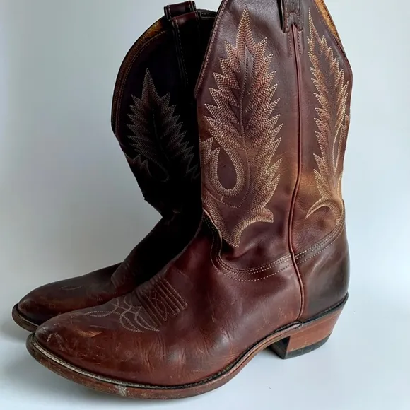Boulet Vintage Leather Western Cowboy Boots Size 10.5