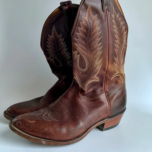 Boulet Vintage Leather Western Cowboy Boots Size 10.5