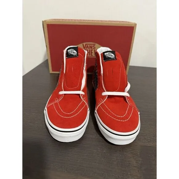 Boy's Sneakers Shoes Vans Wall Kids SK8-Hi Big Kid Sz 6.5 Reflect Flame Racing