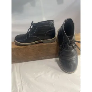 Boys‎ Steve Madden Chukka Black Leather Lace Up Ankle Boots-Size 12 Kids
