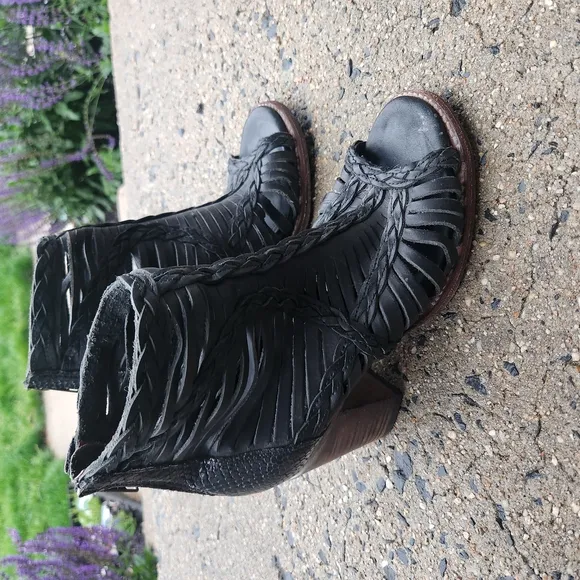 Braided Black Women's Ankle Boots