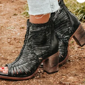 Braided Black Women's Ankle Boots