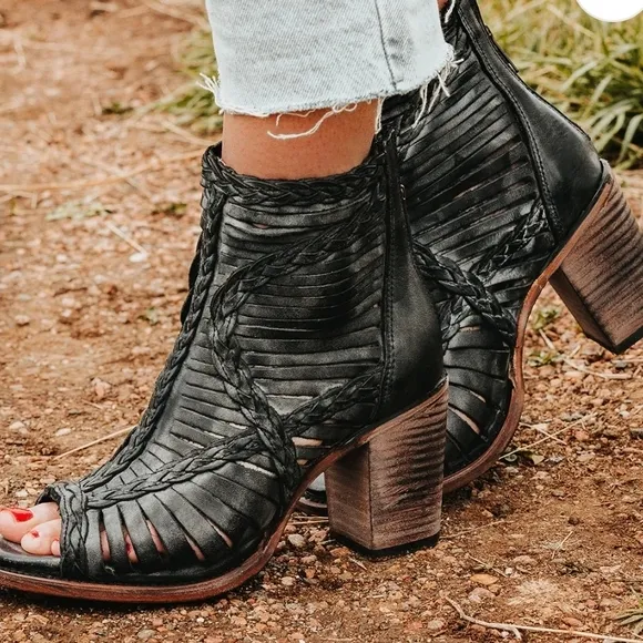 Braided Black Women's Ankle Boots