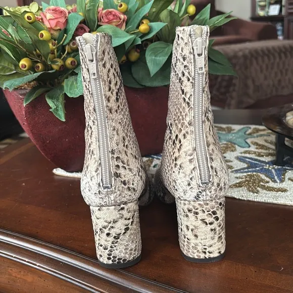 Brand New Free People Cecile Ankle Boot Genuine Leather Snakeskin Print 3&quot; Heel