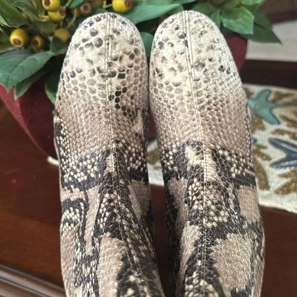 Brand New Free People Cecile Ankle Boot Genuine Leather Snakeskin Print 3&quot; Heel