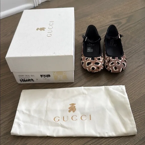 Brand New! Gucci Brown Leopard Print Girls Shoes