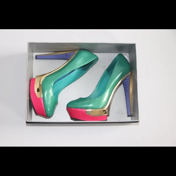Brian Atwood Leonida Colorblock Heels Sz 7.5