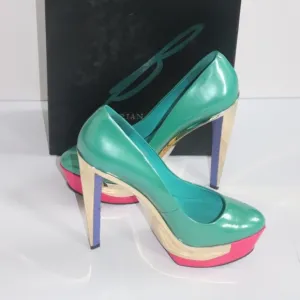 Brian Atwood Leonida Colorblock Heels Sz 7.5