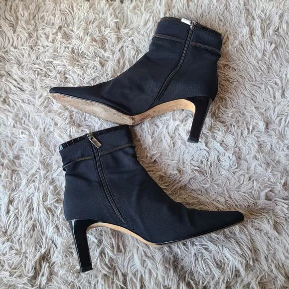 Brighton Regina Nylon/Leather Heel Boots Size 9.5