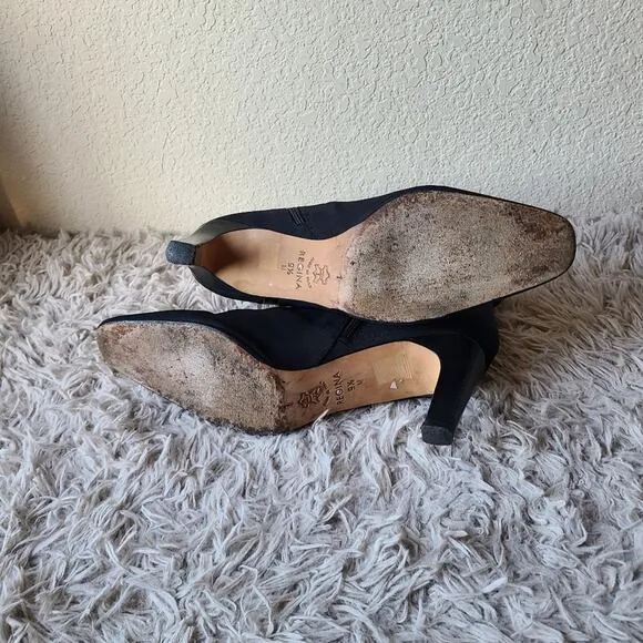 Brighton Regina Nylon/Leather Heel Boots Size 9.5