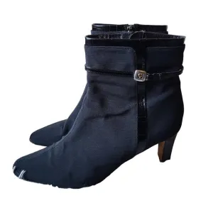 Brighton Regina Nylon/Leather Heel Boots Size 9.5