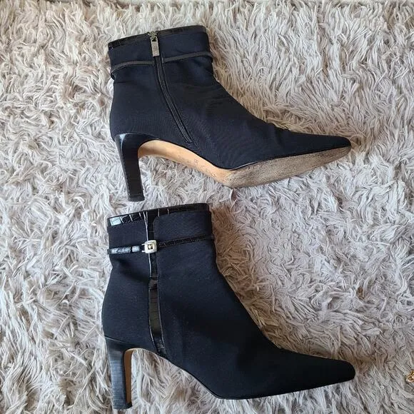Brighton Regina Nylon/Leather Heel Boots Size 9.5