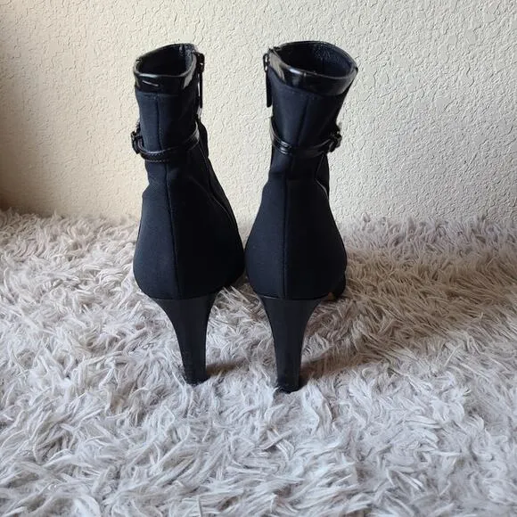 Brighton Regina Nylon/Leather Heel Boots Size 9.5