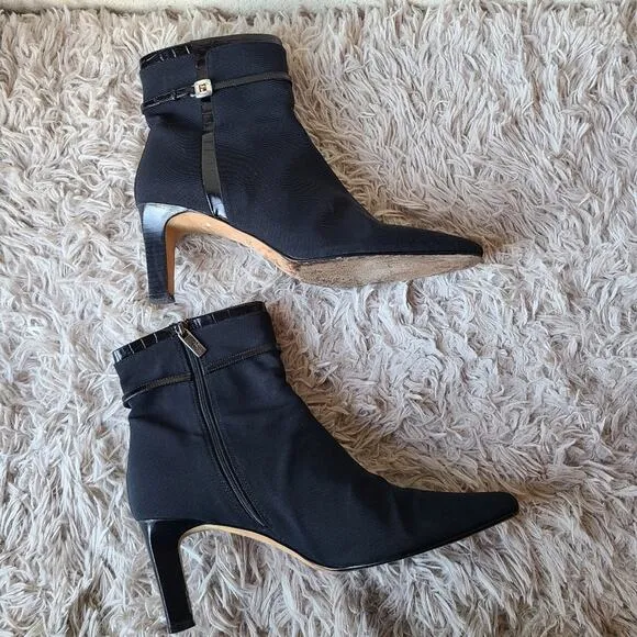 Brighton Regina Nylon/Leather Heel Boots Size 9.5
