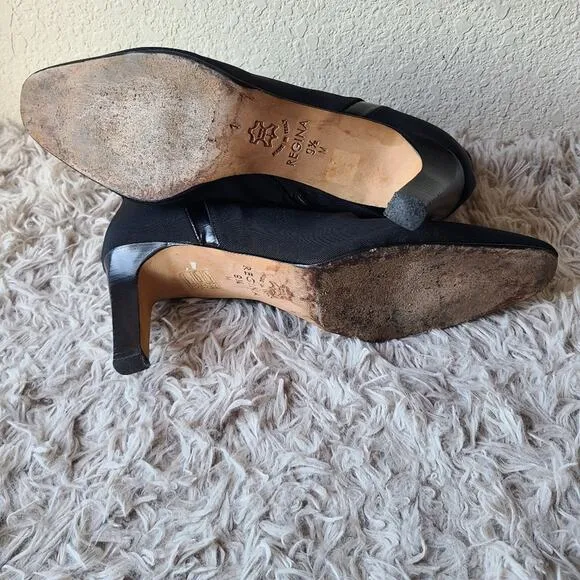 Brighton Regina Nylon/Leather Heel Boots Size 9.5
