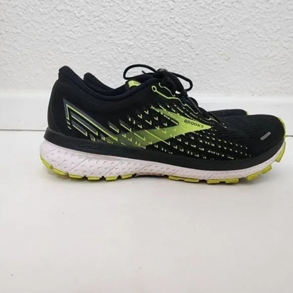 Brooks Ghost 13 Black Lime Green Running Shoes Men's Size 8.5