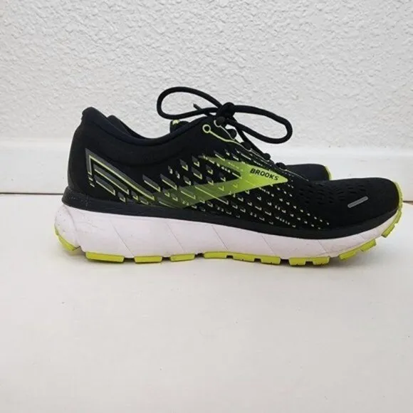 Brooks Ghost 13 Black Lime Green Running Shoes Men's Size 8.5