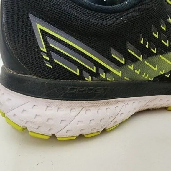 Brooks Ghost 13 Black Lime Green Running Shoes Men's Size 8.5