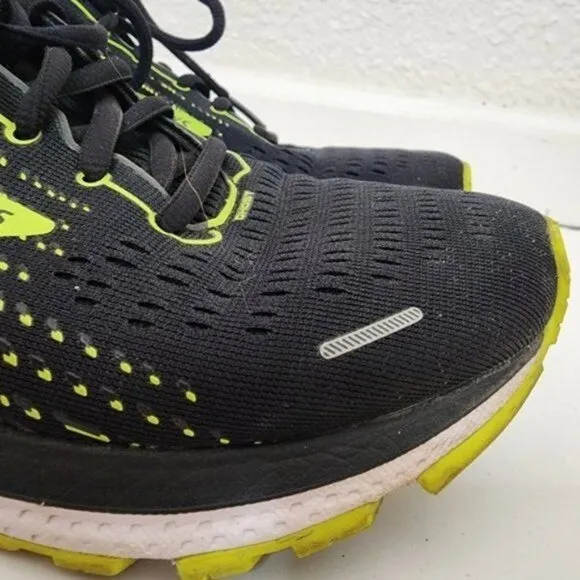 Brooks Ghost 13 Black Lime Green Running Shoes Men's Size 8.5