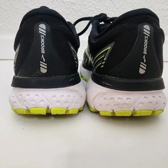 Brooks Ghost 13 Black Lime Green Running Shoes Men's Size 8.5