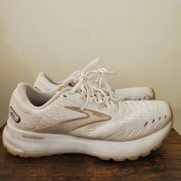 Brooks Glycerin 20 Running Shoes Size Womens 8.5 White/Khaki