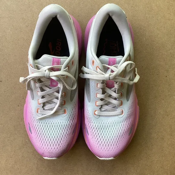 Brooks Women's Pink and White Running Shoes, size 7