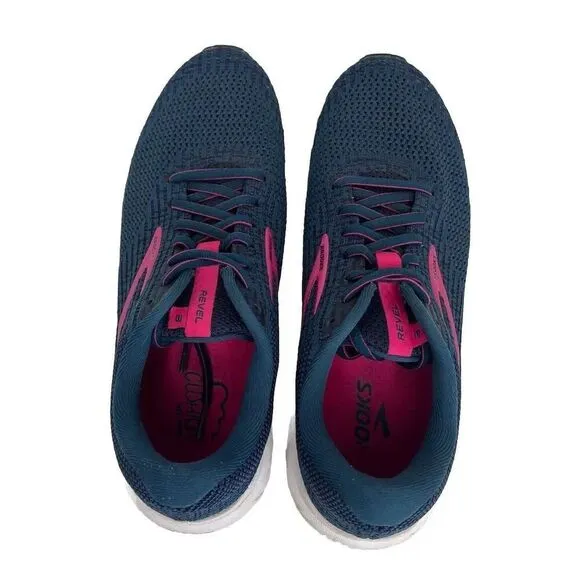Brooks Womens Revel 3 1203021B490 Blue Pink Running Shoes Sneakers Size 10 B