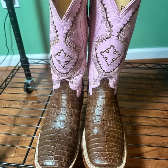 Brown and Pink Western Boots