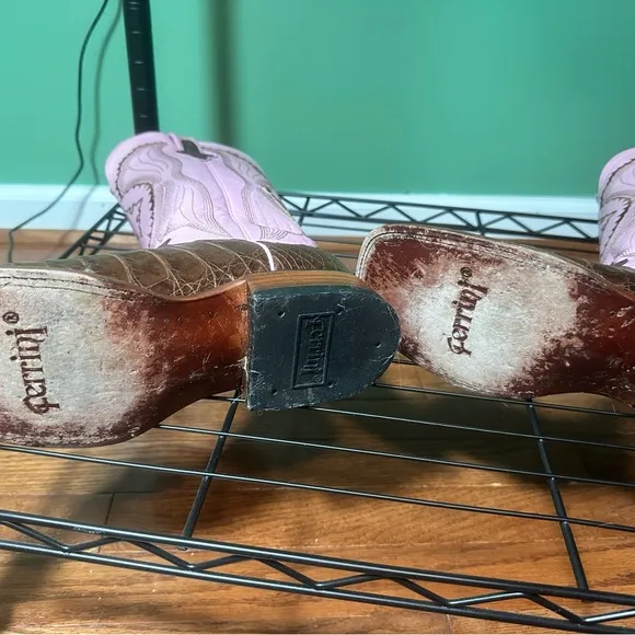 Brown and Pink Western Boots