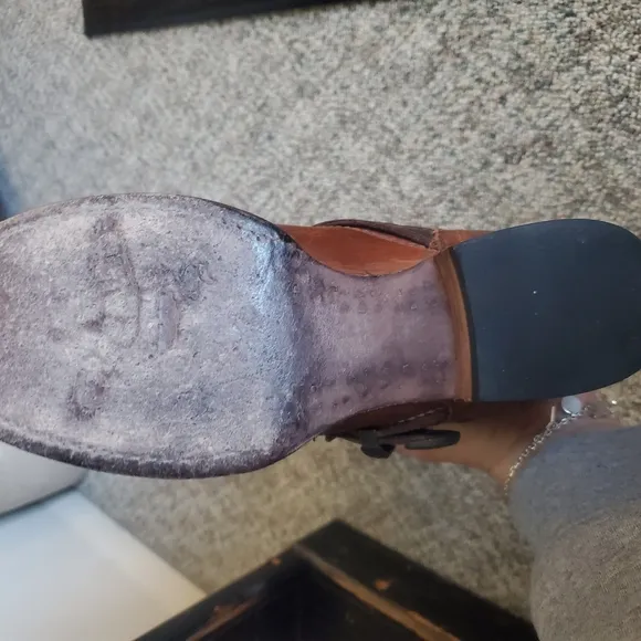 Brown Leather Knee-High Boots with Buckles
