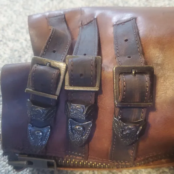 Brown Leather Knee-High Boots with Buckles