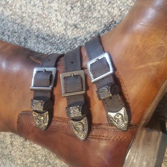 Brown Leather Knee-High Boots with Buckles