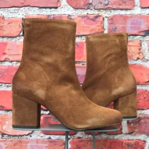 Brown Suede Free People Cecile Ankle Boot in Tobacco