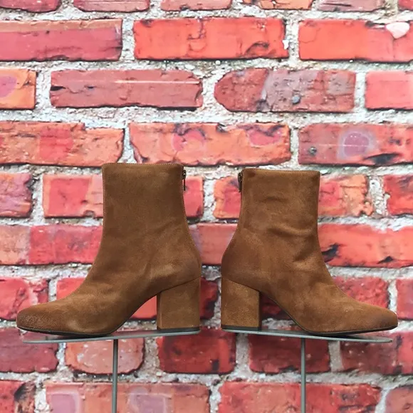 Brown Suede Free People Cecile Ankle Boot in Tobacco