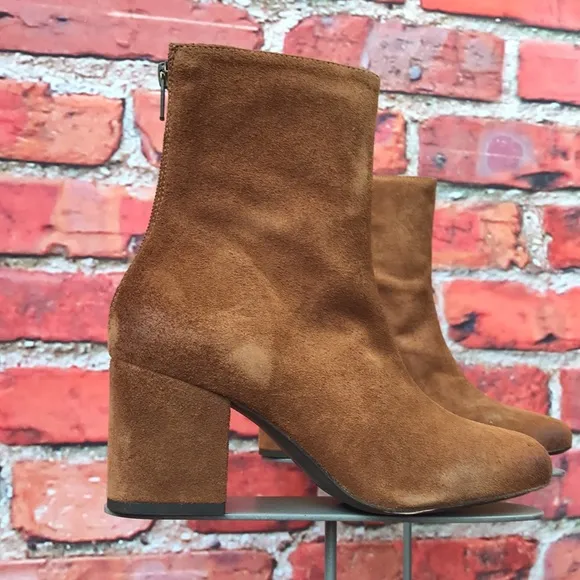 Brown Suede Free People Cecile Ankle Boot in Tobacco