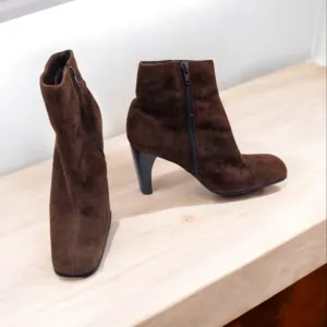 Brown Suede Leather Ankle Boots Fennel By Bakers Sz 8.5 Like New