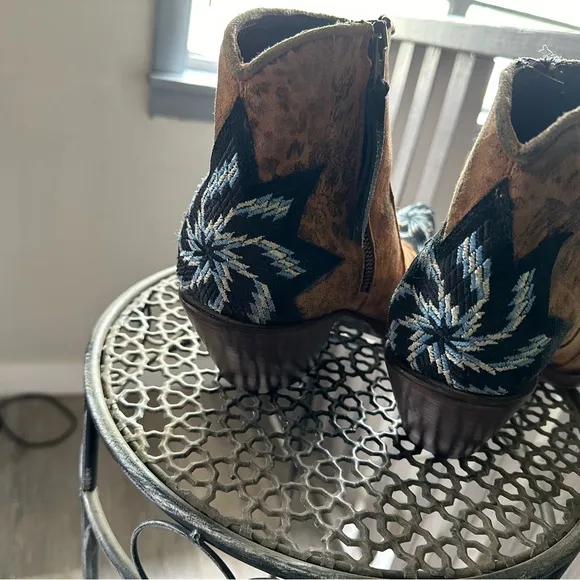 Brown Western Leopard Print Ankle Boots