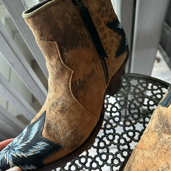 Brown Western Leopard Print Ankle Boots